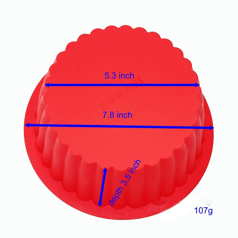 X-Haibei Giant Cupcake Pan Round Chocolate Cake Bread Bakeware Silicone Mold Top Dia. 7.8inch,Bottom 5.3inch, Height 3.5 inch - Image 4